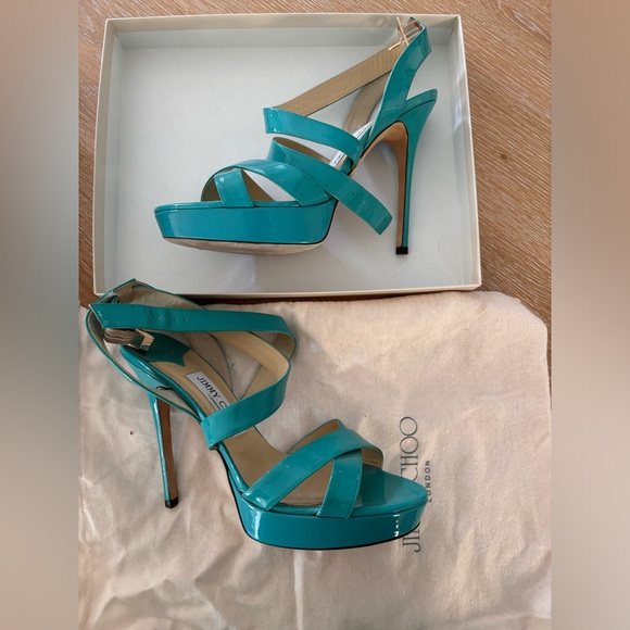 Jimmy Choo Shoes - JIMMY CHOO TURQUOISE VAMP SANDAL